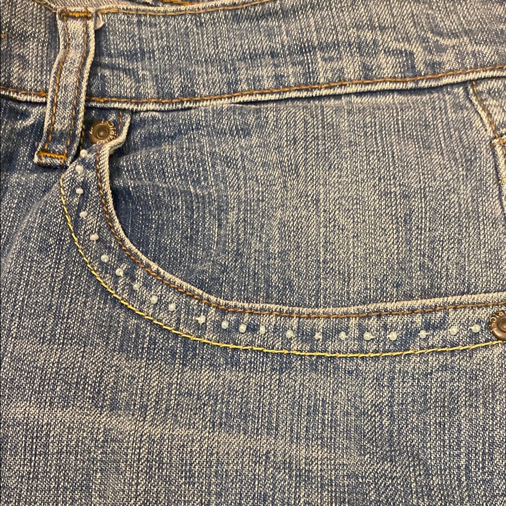 Z. Cavaricci Ladies Blue Straight Jeans w/Beading & Paint#M300-5664 Cut#CZ 0972 - Picture 6 of 16